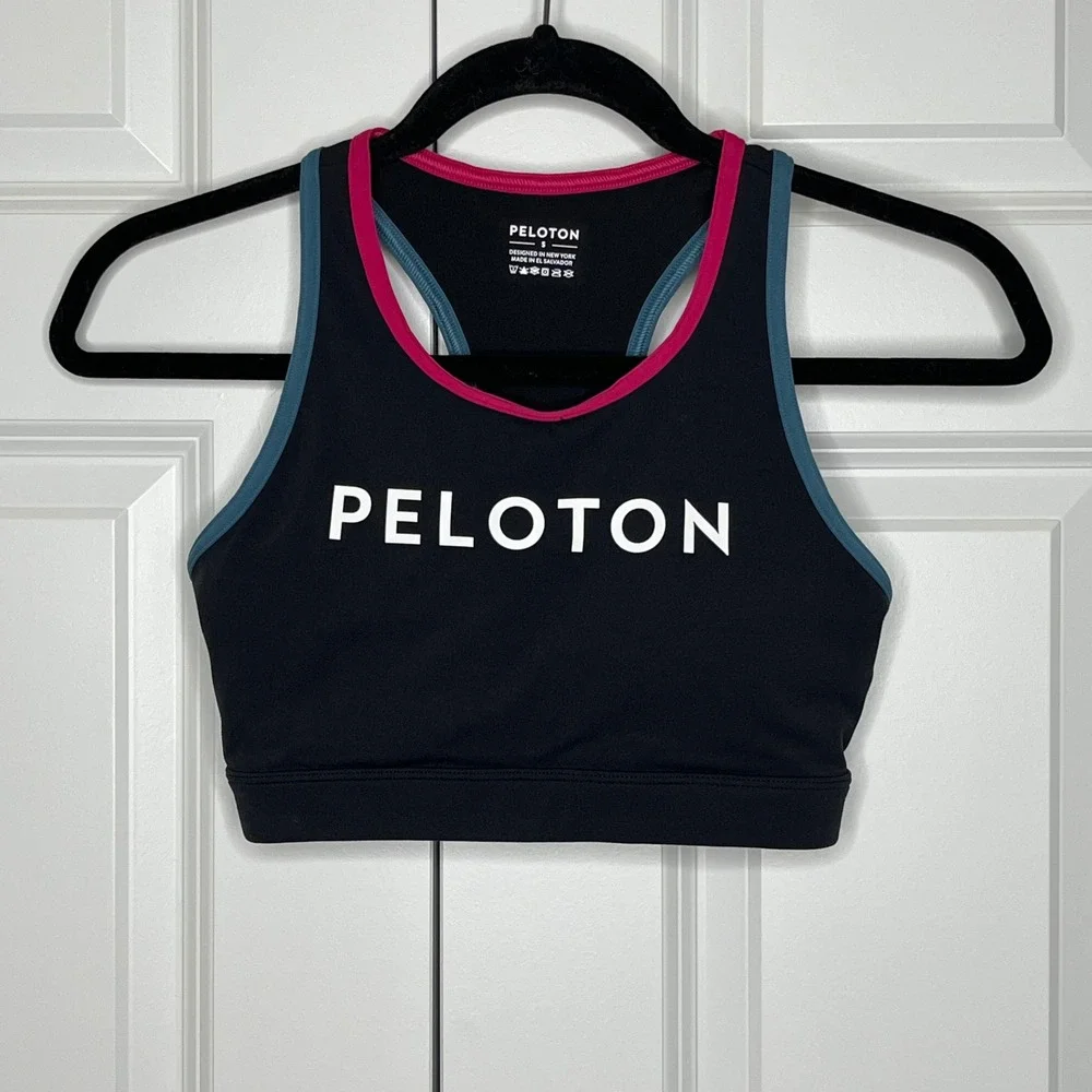 Peloton‎ Padded Sports Bra Black Pink Blue Racerback Size Small